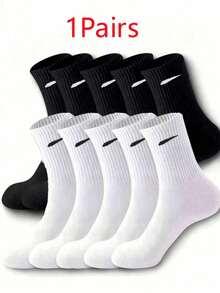 10 Pairs Unisex Socks, Personalized Street Style Black & White Diagonal Stripe Casual Minimalist Fashion Versatile Sweat-Absorbing Breathable Mid-Calf Socks, Couple Mid-Length Socks (The Pattern Of The Socks Is Not Embroidered Or Printed, But Woven) (The Actual Pattern May Differ Slightly From The Image, Such As The Diagonal Stripe Pattern On The Image, The Image Is Beautified, Which Is Normal) - Black and White - View 16