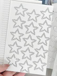 [Back To School]8pcs/6pcs/5pcs/4PCS/3PCS/2pcs/1PC Silver Bling Rhinestone Stickers, Self-Adhesive Crystal Gem Stickers With Heart, Star & Bow Shapes, Aesthetic Stickers For Scrapbooking, Journaling, Phone Cases, Nail Art & Party Decor, Multi-Sheet Pack - Silver - View 28