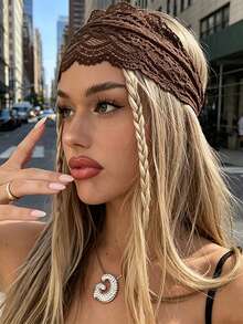 Spring/Summer Retro Floral Lace Hollow Out Wide Band Headband Fashion Waist Scarf Travel Beach Headband (Suitable For Music Festival/Vacation/Date/Running Sports) - Multicolor - View 9