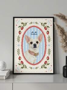 1pc Mini Customized Watercolor Pet Portrait, Personalized Cute Cat Portrait, Photo Customized Dog Portrait, Pet Memorial Art, Customized Miniature Painting, Unique Pet Poster - Multicolor - View 3