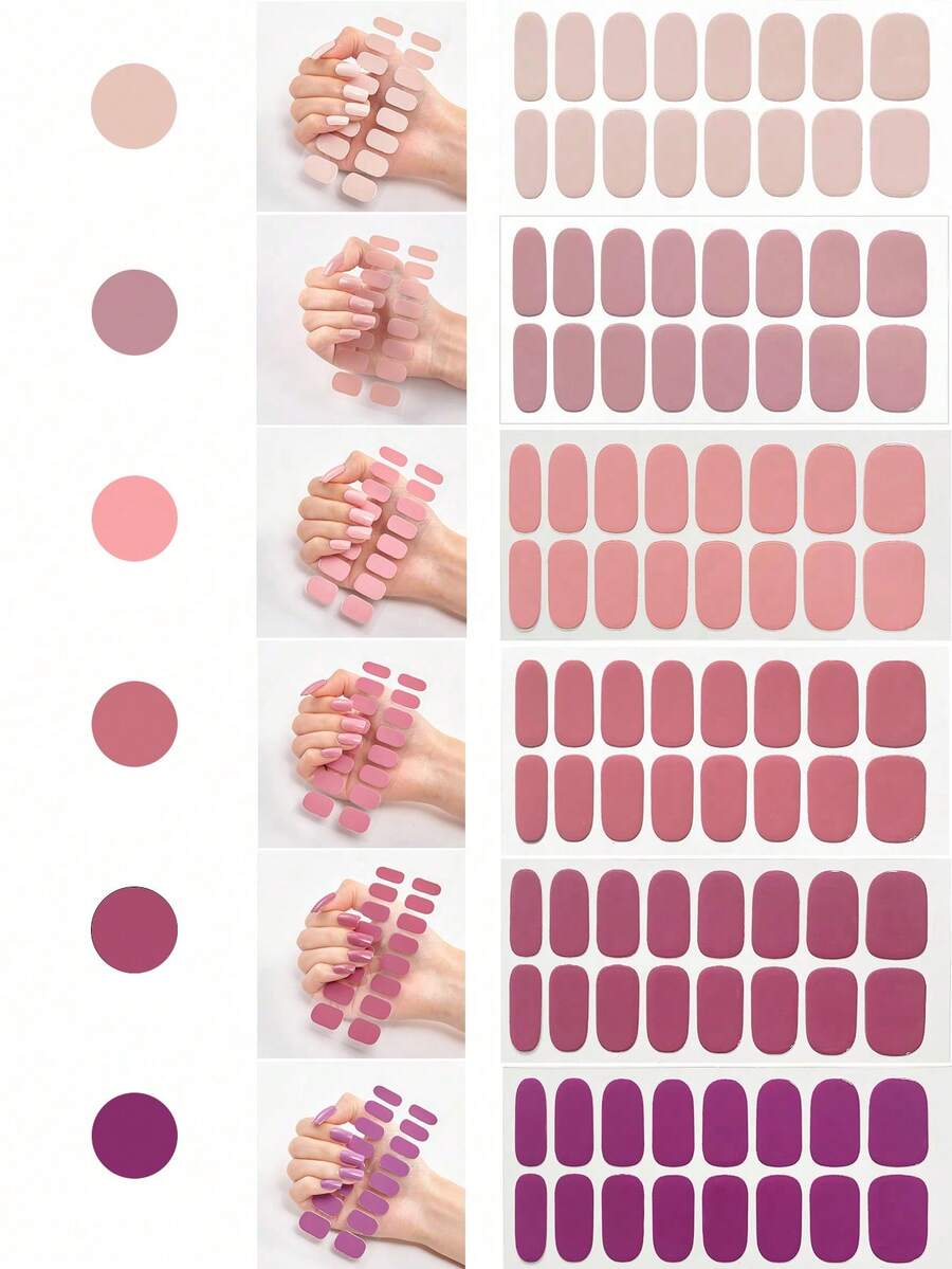 Dopamine Nail Sticker Set, 6 Styles 96pcs Summer Wearable Nails, Pink Macaron Self-Adhesive Nail Stickers, Y2K Gothic Style Glitter Full Coverage Nail Decals, Suitable For Short And Long Nails, Women Girls DIY Salon Nail Art Holiday Party Vacation Graduation Gift Nail Supplies - Multicolor - View 1