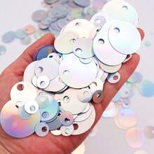 10/20/30mm Silver Holografic Big Hole Sequins 1-3cm Large Sequin With Large Hole PVC Loose Flat Round Sequin Paillettes DIY Sewing Wedding Crafts Jewelry Earring Accessory - 20 Grams - View 15