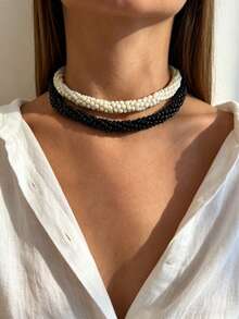 Monlansher New Women's Beaded Magnetic Clasp Fashion Choker Necklace, Personalized Casual Versatile Daily Wear - N0508 - Beaded Design - View 1
