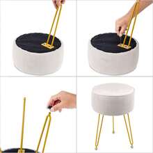 Dressing Table Stool Round – Vanity Stool With Padded Seat, Makeup Stool For Bedroom Living Room - Cream - View 6
