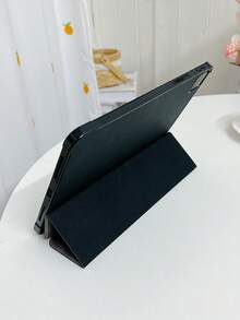 1pc TPU Matte Grey Leather Solid Color Tablet Case With Stand, Pen Slot, Sleep/Wake Magnetic Function, Tri-Fold, Compatible With IPad Air 10th, 9th, Air 5th, Pro 11-Inch - Grey - View 4