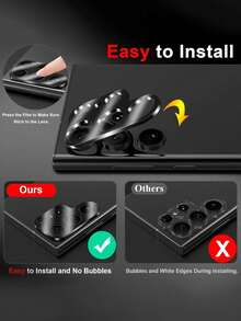 2pcs Camera Lens Protector Film, Compatible With Samsung Galaxy A14/A15/A16/A24/A25/A26/A34/A35/A36/A54/A55 5G/A56/S23 FE/S22/S23/S24 FE/S25 Plus Ultra, Birthday/Gift For Family & Friends, Lens Protector, Phone Accessories, Waterproof, Shockproof, Anti-Scratch, Anti-Fingerprint, Full Coverage - Black - View 3