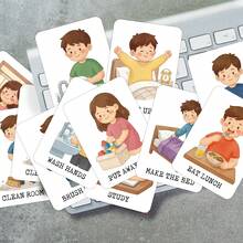 20枚 デイリールーチンフラッシュカード - イラスト付きデイリールーチン&アクティビティプランナーカード、ビジュアルスケジュールカード、習慣形成のためのデイリールーチン行動管理カード - A - チェックする 5