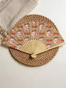 Personalized Photo Handheld Fan, Bamboo Wood Custom Folding Fan, Suitable For Weddings, Dance Events, Parties, Decorative Gift - Multicolor - View 6