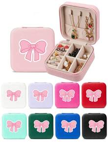 Jewelry Travel Organizer Box, DIY Bow Jewelry Box, Large Capacity Jewelry Organizer Box, Jewelry Storage Box, Multifunctional Jewelry Display Box, Jewelry Collection And Storage, Compact Jewelry Box, Earring, Necklace, Ring Storage - Multicolor - View 1