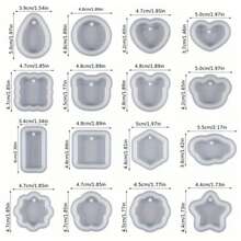 16PCS/6PCS Assorted Geometric Pendant Silicone Molds With Hanging Holes, Jewelry UV Resin Molds, Epoxy Resin Necklace Keychain Molds, Multi-Functional Pendant Molds For Girls, Creative Mother's Day Gift - White - View 3