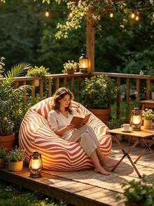 1/3 Peças Cadeira de Descanso Inflável Portátil para Uso Externo, Cadeira Sofá Esférica Macia e Relaxada, Material PVC Respirável, Design Minimalista de Cor Sólida com Listras, Estrutura Ergonômica - Vários estilos - Visão 8
