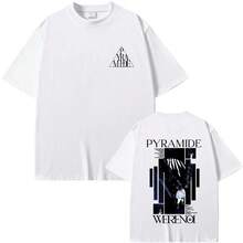 Rapper WeRenoi Pyramide Album Graphic T-Shirt For Men And Women, Fashion Hip Hop Pop Music T-Shirt, Casual Vintage Cotton T-Shirts For Men - 白色 - 查看 1