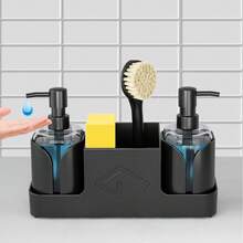 1pc Kitchen Countertop Lotion Dispenser Bottle Sponge Storage Box Bathroom Sink Organizer 3-In-1 Set - A - View 6