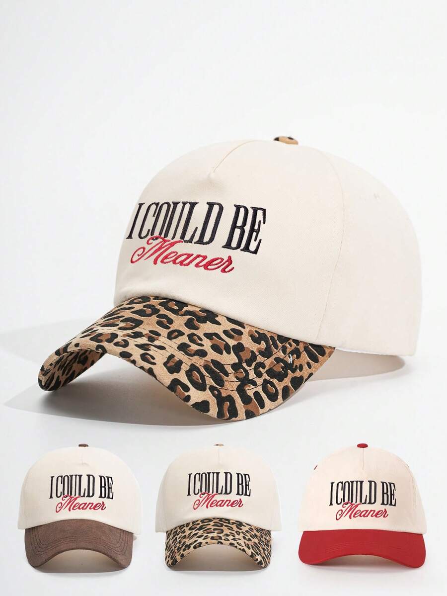 1 pièce Casquette de camionneur pour femmes I COULD BE MEANER, Casquette de baseball avec broderie de lettres personnalisées, Casquette de mode de rue à 5 panneaux, Casquette décontractée de protection solaire pour l'extérieur, Voyage printemps/automne, Vacances à la plage - Multicolore - Voir 1