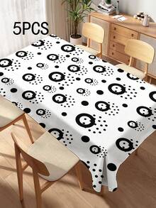 1pc Round Geometric Pattern Printed Tablecloth, Modern Style Polyester Fiber Rectangular Round Waterproof Tablecloth, Digital Printed Tablecloth Suitable For Living Room Home Use, Outdoor Dining Table, Small Round Table - Multicolor - View 10