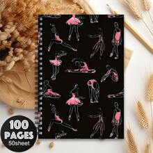 1pc Ballet-Themed Spiral Notebook With Horizontal Line Ruled Pages - Elegant Ballet Cover Suitable For Dance Journal, Planner, Teacher Gift, Student Notes, Dancer Diary School Supplies - D - View 3
