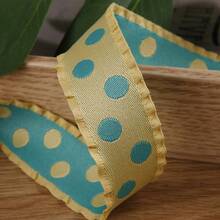 Ruffle Contrast Color Polka Dot Woven Ribbon DIY Bow Hair Accessory Shoe Flower Gift Floral Supplies Satin Ribbon Skirt Hem Ribbon - Multicolor - View 22