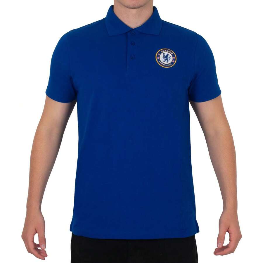 Chelsea FC Mens Crest Polo Shirt - Royal Blue - View 1