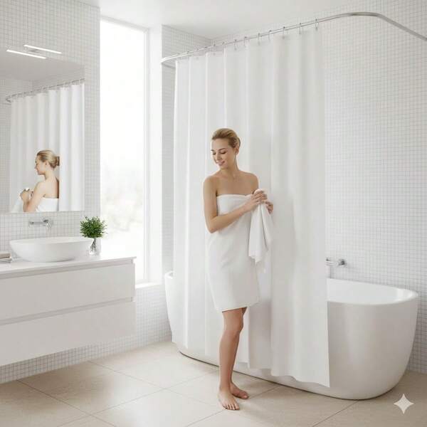 180x180cm Polyester Shower Curtain For Bathroom Home, White, Pink, Light Beige, Green, Grey, Blue Options