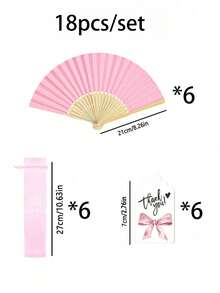 3-60支装精美折叠手扇套装，包含感谢卡和礼品袋，新娘竹扇，适合作为伴娘礼物和婚礼装饰，是派对、活动和夏季配饰的完美之选。 - 粉色 - 查看 23