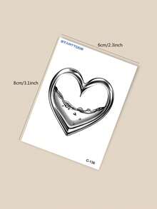 STARTTOOS Liquid Metal Cyberpunk Y2K Silver Heart Pattern Tattoo Temporary Sticker For Arm, Ankle And Body Skin, 1pc - Silver - View 7