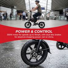 350W Folding Electric Bike For Adults, 15.5 Mi Range, 15.5MPH, 36V 7.5Ah Removable Battery, 14" Tires, 265 LB Load, Ultra-Compact Commuter E-Bike For Urban Riding - màu đen - Xem 4