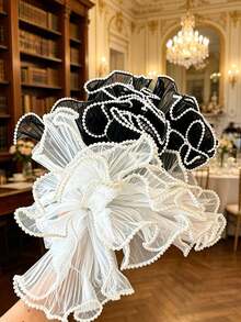 1pc Exquisite Pearl Wave Tulle Fabric, Soft Atmosphere, Lightweight Flowy Lace Mesh, Handmade DIY Hair Accessories, Headwear, Clothing Accessories, Versatile Decorative Styling Fabric - Multicolor - View 6