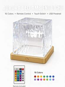 1pc Square Aurora Projector Light, Remote Control RGB LED Atmosphere Lamp, Suitable For Bedroom Living Room Decoration, Home Theater And Atmosphere Room Creation, Party And Gaming Room Atmosphere, Color Changing Atmosphere Light, Home Party, Essential For Couples Room - Aurora - View 13