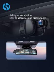 Cámara de salpicadero HP F799W con pantalla táctil de 9.35 pulgadas, grabación dual frontal y trasera, visión nocturna HD 1296P, espejo retrovisor con cámara, control de voz y monitoreo de estacionamiento - Negro+32G - Ver 8