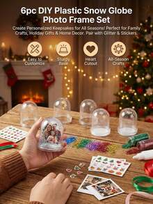 Multiple Styles DIY Snow Globe Photo Frame Set, Heart-Shaped Hollow Plastic Handmade Kit With Transparent Dome Base, All-Season Craft Materials, Suitable For Graduation Gifts, Bedroom Living Room Desktop Decor, Holiday Party Commemorative Photo Decoration - Multiple Styles - View 2