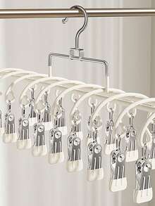 1PC Double-Layer Clip Hanger For Home Use; Suitable For Drying Items Like Underwear, Socks, And Towels; Functions As A Space-Saving, Multifunctional Drying Rack And Wardrobe Organizer Accessory; Ideal For Homes, Bedrooms, And Balconies. - Multicolor - View 8