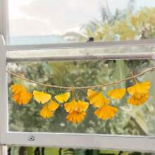 1 Peça Autocolante de Parede Pendurado com Folhas de Ginkgo Realistas para Decoração de Janela, Transparente, Autoadesivo, Vinil para Janela Brilhante com Impressão Fotográfica, Decoração de Superfície de Vidro, À Prova de Água, Removível, Arte Mural da Natureza Amarelo-Verde para Sala de Estar, Quarto e Decoração da Casa - Multicolorido - Ver 2