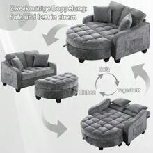 Multifunctional Sofa, 2-In-1 Sofa Bed, Storage Ottoman, Breathable Skin- Fabric, - Eucalyptus Wood, Suitable For Small Living Rooms, Studies, And Bedrooms. - 深灰色 - 查看 8