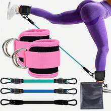 3pcs Resistance Band Ankle Strap Set, Gym Fitness Equipment For Leg And Hip Training, Strength Workout, Yoga Elastic Exercise Band Puller - Multicolor - View 1