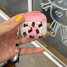 Cute Black Cat Polka Dot Bluetooth Earphone Protective Case, Compatible With 1/2/3/4/Pro/PRO 2 And New Pro 3 Series, With Fishbone, Cat Head, Bow, Pearl Pendant Keychain, Spring Birthday Anniversary Easter Gift - Multicolor - View 2