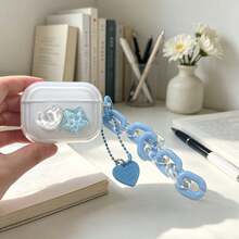 Blue Chain Blue Star Flowing Light Protective Case, Suitable Compatible With Apple Wireless Earphone Case Anti-Scratch Anti-Drop Protective Case - Clear - View 5