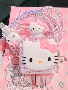 SANRIO DIY數據線充電器保護套，線材收納標記防盜－高品質，相容 iPhone 17 16 15 14 13 12 11 手機 20W 充電適配器，買家需手動 DIY 黏貼配件 - 彩色 - 查看 4