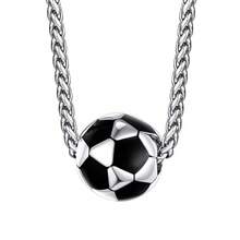 Men's Punk Cuban Chain Sports Necklace, 3D Stereo Football & Baseball Pendant Silver Soccer Neck Chain - Gold Volleyball Necklace - View 3