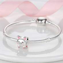 1pc Vintage Country Style S925 Sterling Silver Low-Allergenic Golden Retriever Pet Pig Snail Alarm Clock Wooden Horse Beaded Charm, Suitable For Original Bracelet, Women's DIY Jewelry Making, Birthday Gift - Multicolor - View 3