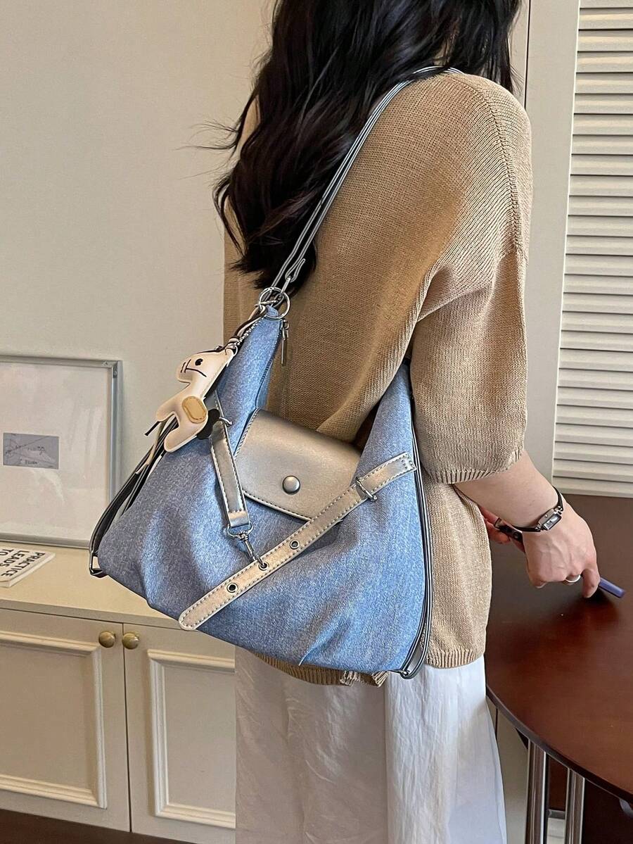 Multifunctional Tote Bag For Women, New Style With Pony Charm, Fashionable Versatile High-End Large Capacity Commuter Backpack, Shoulder Bag, Handbag, 3-In-1 Bag