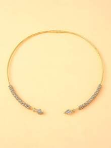 1pc Open Rhinestone Geometric Choker, Diamond-Shaped Rhinestone Choker, Perfect For Women's Simple And Chic Party Look - Rhinestones - View 5
