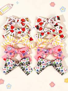 10pcs/2pcs Back To School Stylish Stationery Bow Hair Clips, Colorful Cute Bow Barrettes, Teacher's Day, Hair Accessories Gift For Girls Teens Daily School Wear - Multicolor - View 3