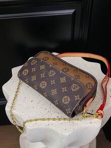 Dedoo 雙色字母印花休閒單肩包，信封包，鏈條單肩包，斜挎包，女款，時尚百搭 - 彩色 - 查看 5