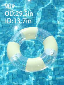 Macaron Color Block Transparent Sequin Swim Ring, Optional Handle, Adult Inflatable Pool Float, Suitable For Beach Swimming - Multicolor - View 33