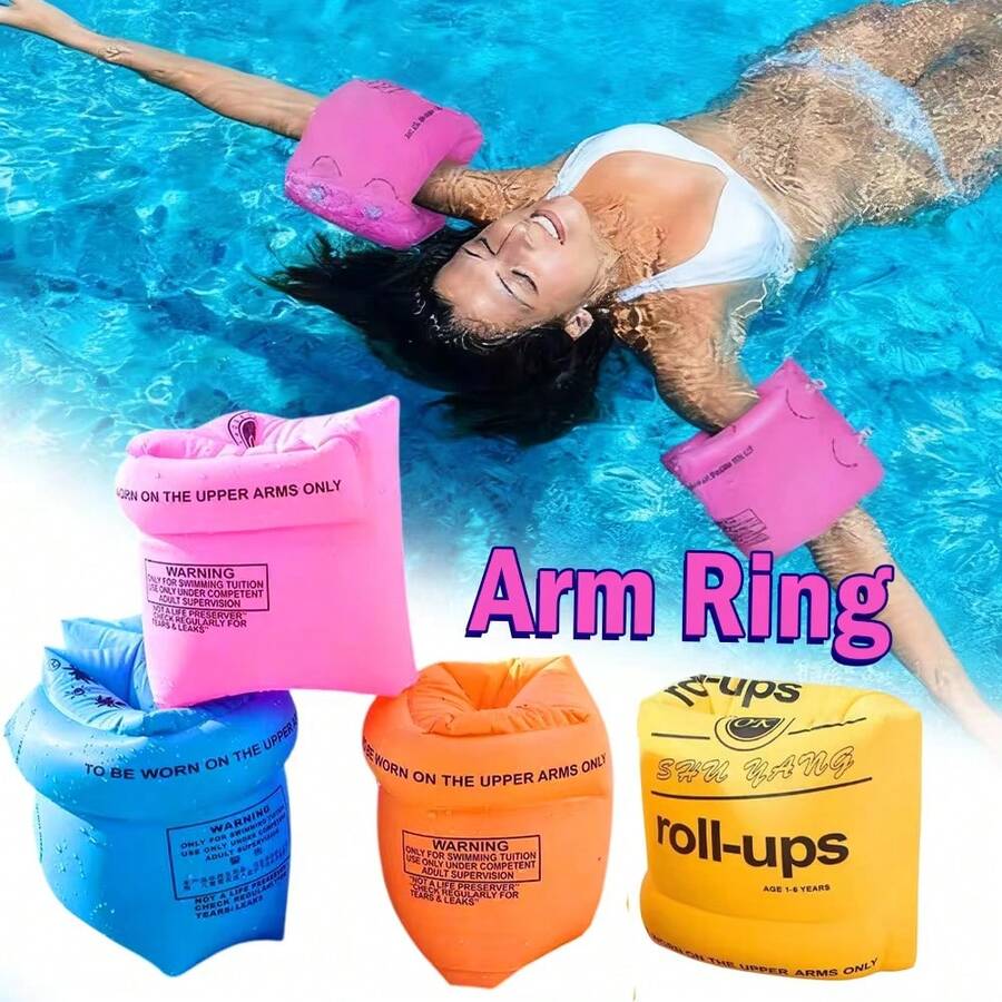 2pcs Universal Inflatable Arm Bands Swim Ring Dual Air Chamber Arm Floats Pool Floating Arm Rings - Multicolor - View 1