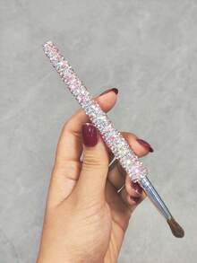 1pc Scythe Nose Contour Brush, Shiny Artificial Rhinestone Nose Wing Contour Brush, Travel Portable Blending Brush, Face Makeup Brush, Gift - Multicolor - View 9