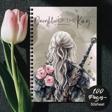 1pc Bible Verse Spiral Notebook Daughter Of The King - Inspirational Christian Scripture Journal For Women, Daily Prayer Gift, Bible Study Supplies For Note Taking, Fantasy Art Design With Armor And Roses - C - View 4
