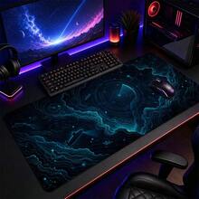 Deep Sea Sonar Map Large Mouse Pad, Navy Teal Sci Fi Ocean Desk Mat For Men, Smooth Non Slip Extended Keyboard Pad For Gaming Setup, Tech Office, Laptop Desk, Study Room Decor, Programmer Gift, Console Room - View 1