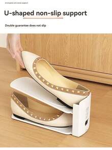 1/3/5pcs Adjustable Height Double Layer Shoe Rack, Space-Saving Shoe Cabinet, Suitable For Closet, Entryway And Bedroom, Stackable Design, Can Store All Types Of Shoes, Suitable For Small Spaces And Apartments, Expandable Shoe Rack - View 8