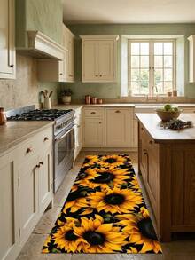 1pc Sunflower Pattern Diatom Mud Bath Mat, Room Decor, Indoor Door Mat, Bathroom Floor Mat, Kitchen Mat, Absorbent & Quick-Drying, Wear-Resistant, Trimmable, Washable Carpet, Home Decor - Multicolor - View 2
